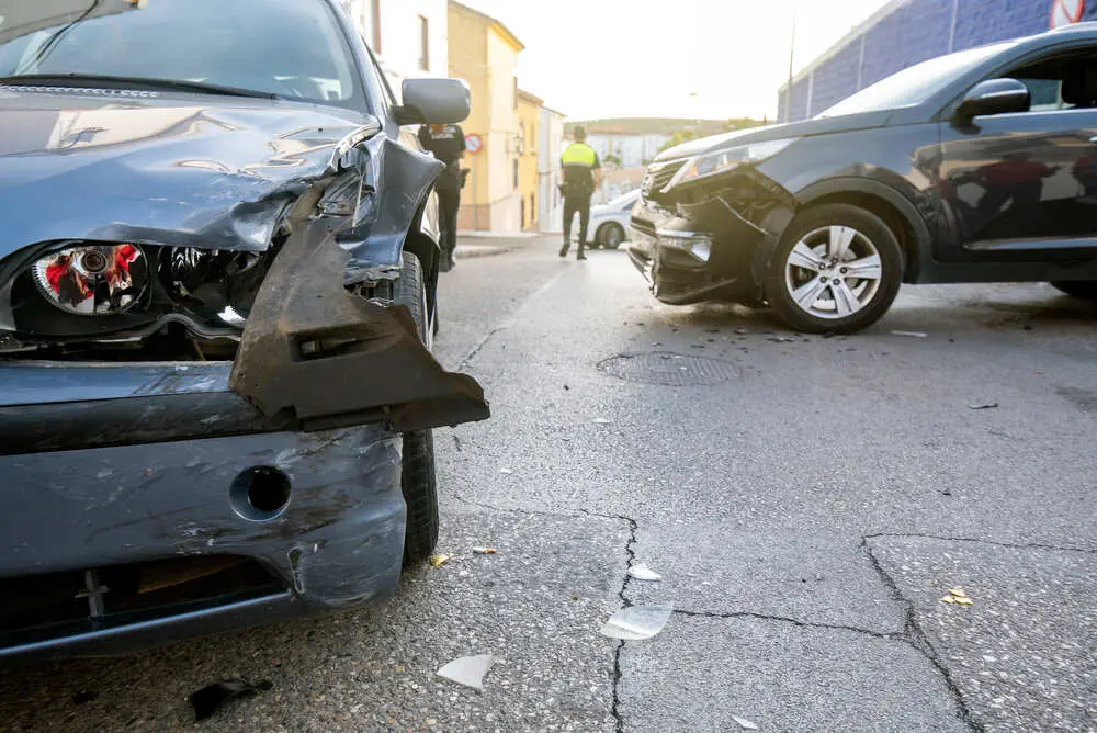 Two cars had a collision accident and suffered severe material damage.